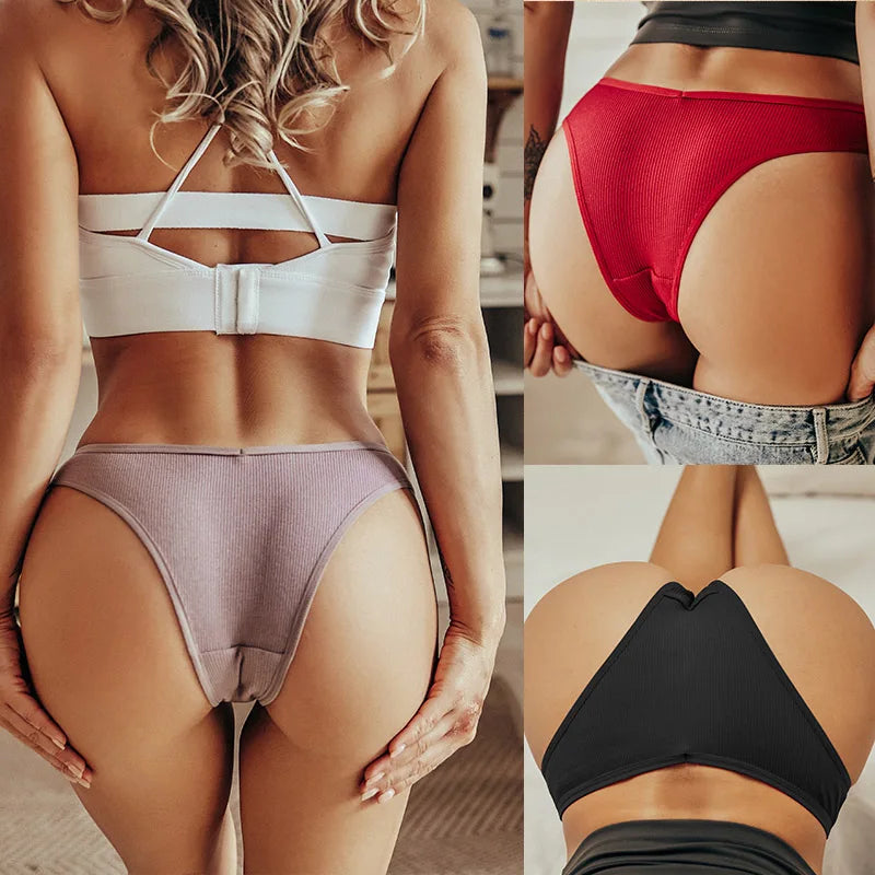 3Pcs/Set lingerie Algodão, Calcinhas sexy de Cintura Baixa Feminina Sem Costura Respiráveis