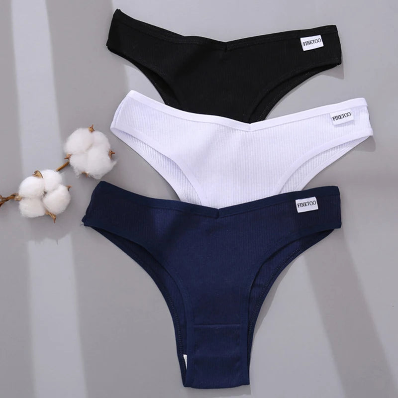 3Pcs/Set lingerie Algodão, Calcinhas sexy de Cintura Baixa Feminina Sem Costura Respiráveis