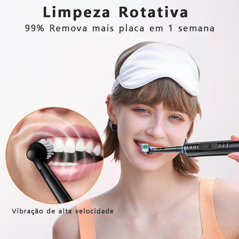 Escova de Dentes Elétrica Rotativa para Adultos