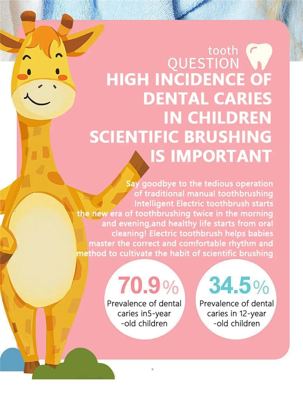 Escova de dentes elétrica infantil