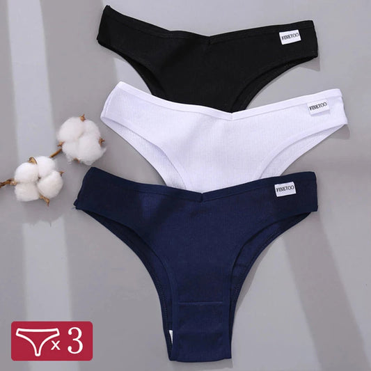 3Pcs/Set lingerie Algodão, Calcinhas sexy de Cintura Baixa Feminina Sem Costura Respiráveis