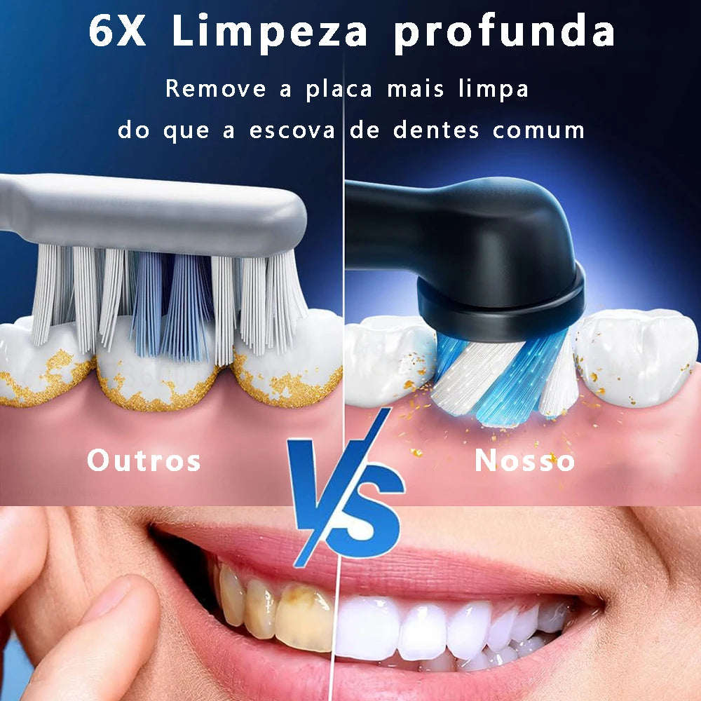 Escova de Dentes Elétrica Rotativa para Adultos