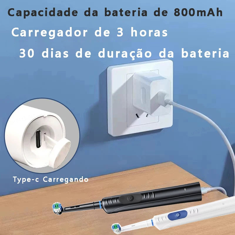 Escova de Dentes Elétrica Rotativa para Adultos